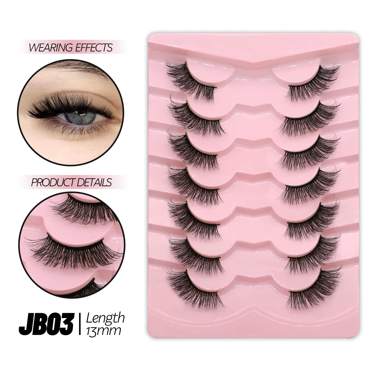 Half Eyelashes Natural Cat Eye Lashes Soft Wispy Clear Band Lashes with Winged Ends for Extended Eye Look Makeup