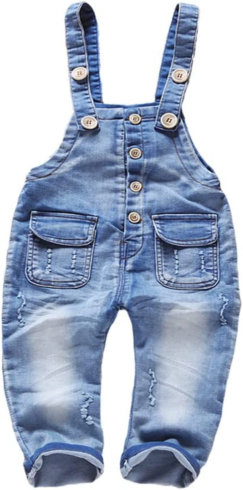 KIDSCOOL SPACE Blue and Black Denim Overalls for Babies and Young Children