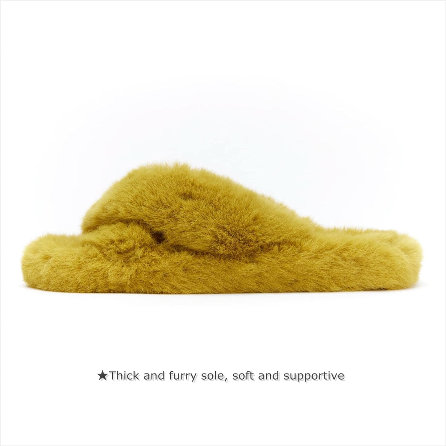 Women's Cross Band Open Toe Plush Fleece House Slippers - Comfortable Non-Slip Faux Fur Slip-Ons