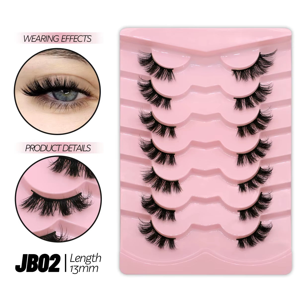 Half Eyelashes Natural Cat Eye Lashes Soft Wispy Clear Band Lashes with Winged Ends for Extended Eye Look Makeup