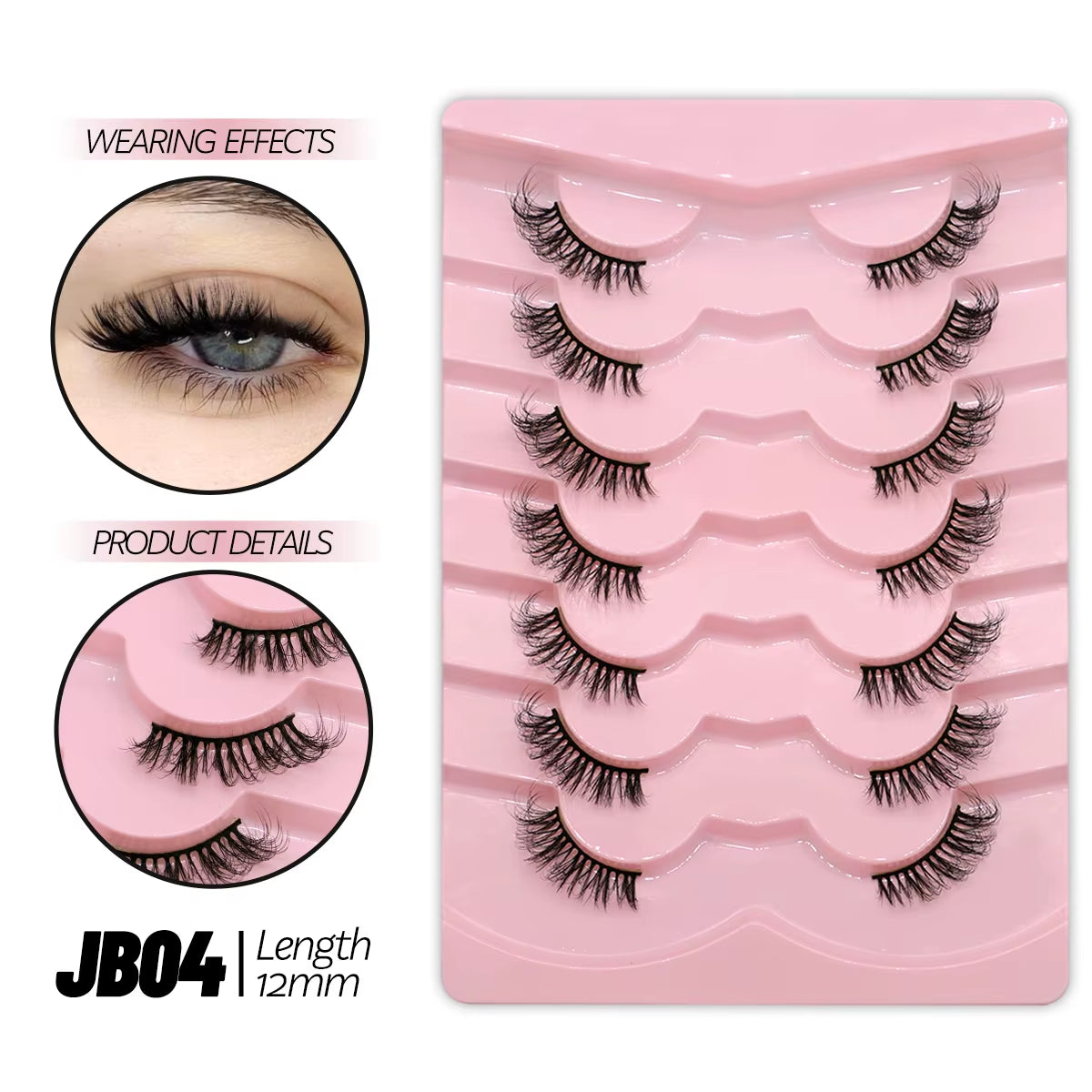 Half Eyelashes Natural Cat Eye Lashes Soft Wispy Clear Band Lashes with Winged Ends for Extended Eye Look Makeup