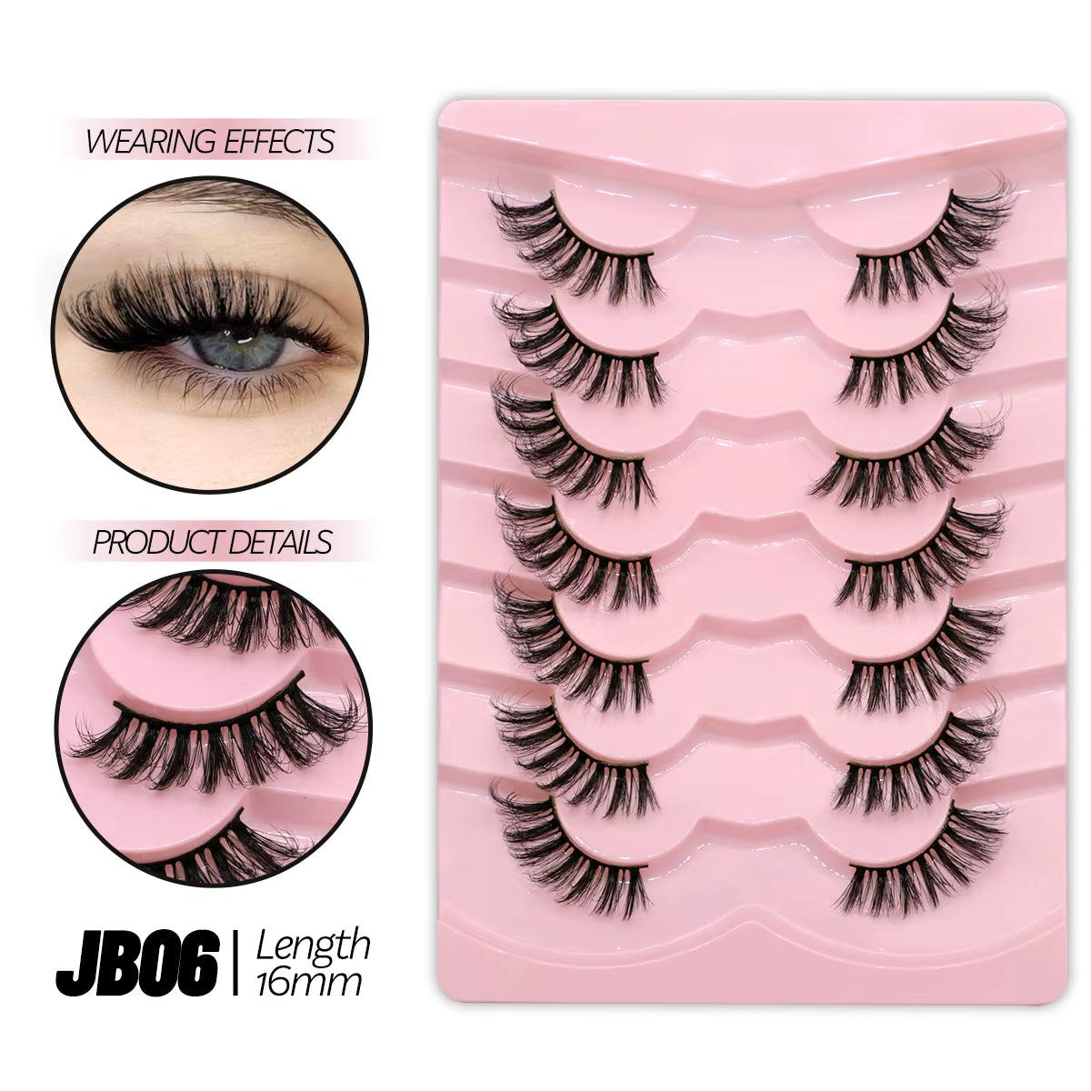 Half Eyelashes Natural Cat Eye Lashes Soft Wispy Clear Band Lashes with Winged Ends for Extended Eye Look Makeup