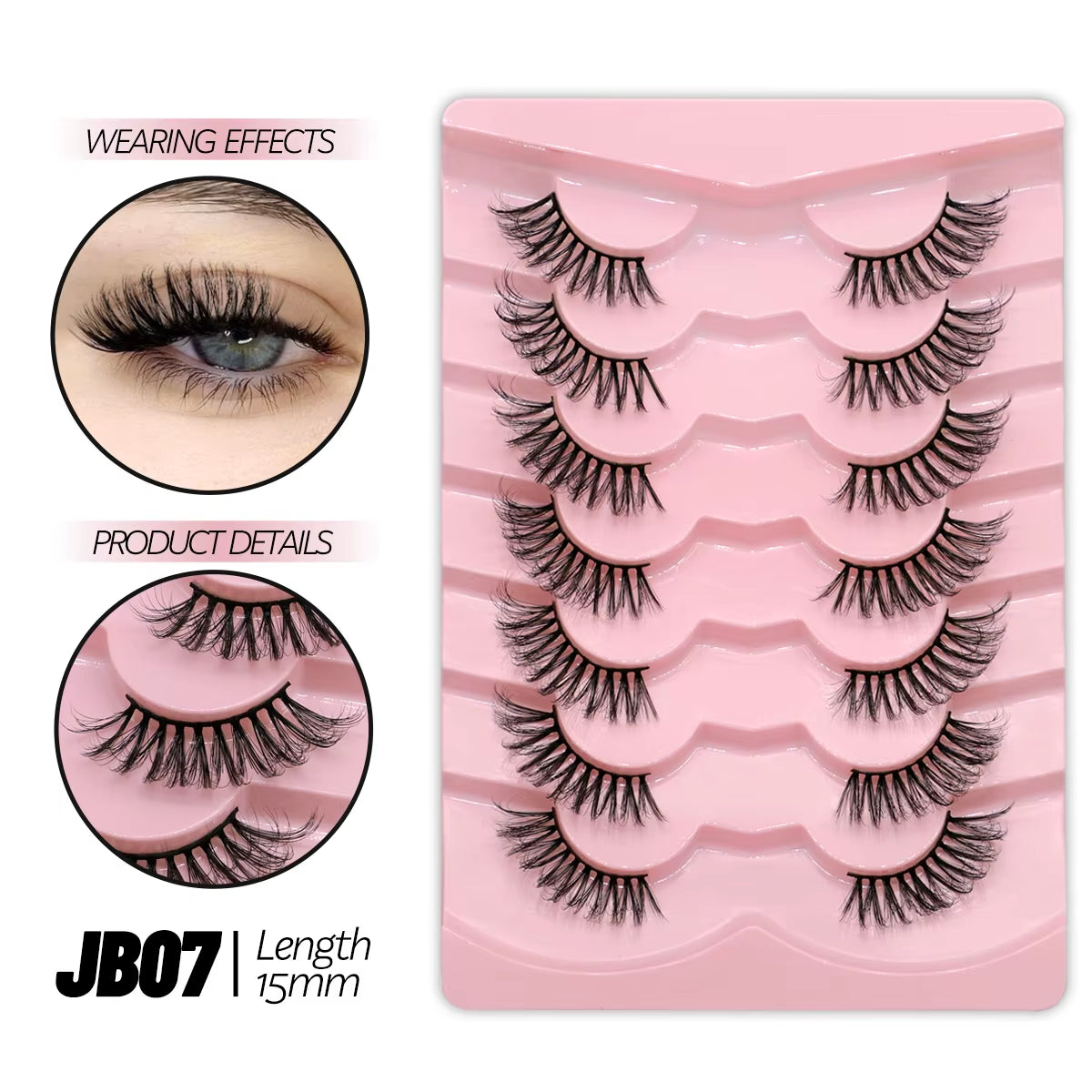 Half Eyelashes Natural Cat Eye Lashes Soft Wispy Clear Band Lashes with Winged Ends for Extended Eye Look Makeup