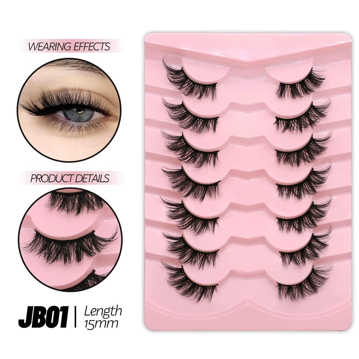 Half Eyelashes Natural Cat Eye Lashes Soft Wispy Clear Band Lashes with Winged Ends for Extended Eye Look Makeup